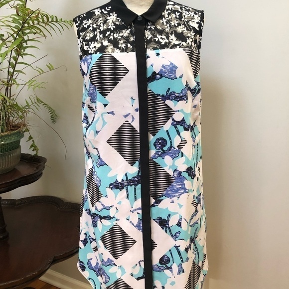 Peter Pilotto Dresses & Skirts - 𝅺PETER Pilotto Button down‎ collared no sleeve abstract floral design dress